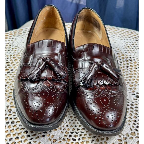 JOHNSTON & MURPHY Tassel Burgundy Sz 9 M Men Leather Slip-On Dress Loafers 3152 - Picture 12 of 15